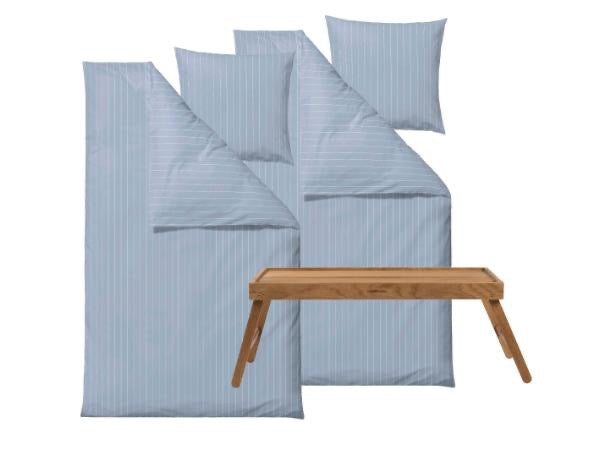 Sengetøy 2 sett Södahl 140x220 cm - Linen Blue - inkl. sengebrett