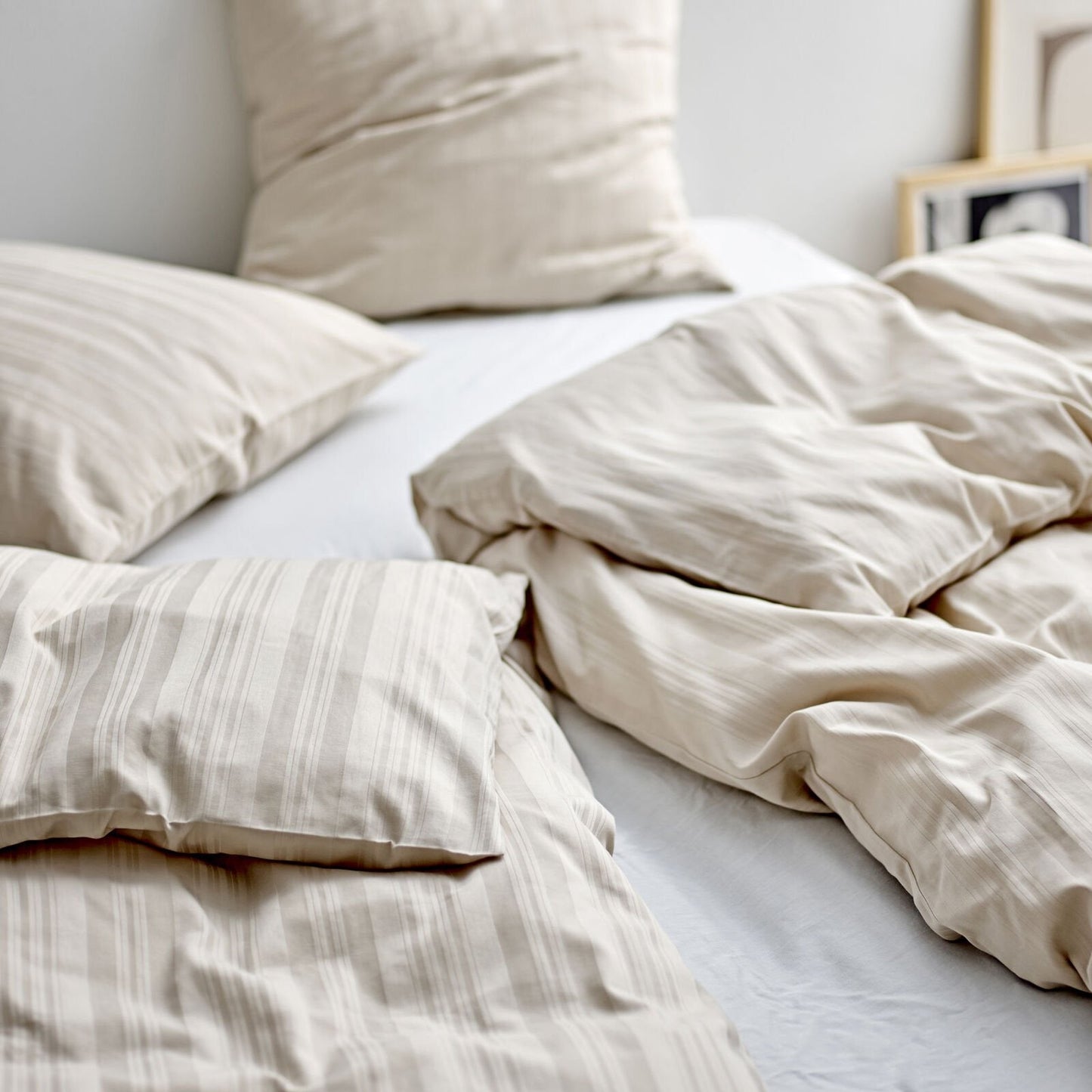 Sengetøysett, beige, 140x200 - 63x60