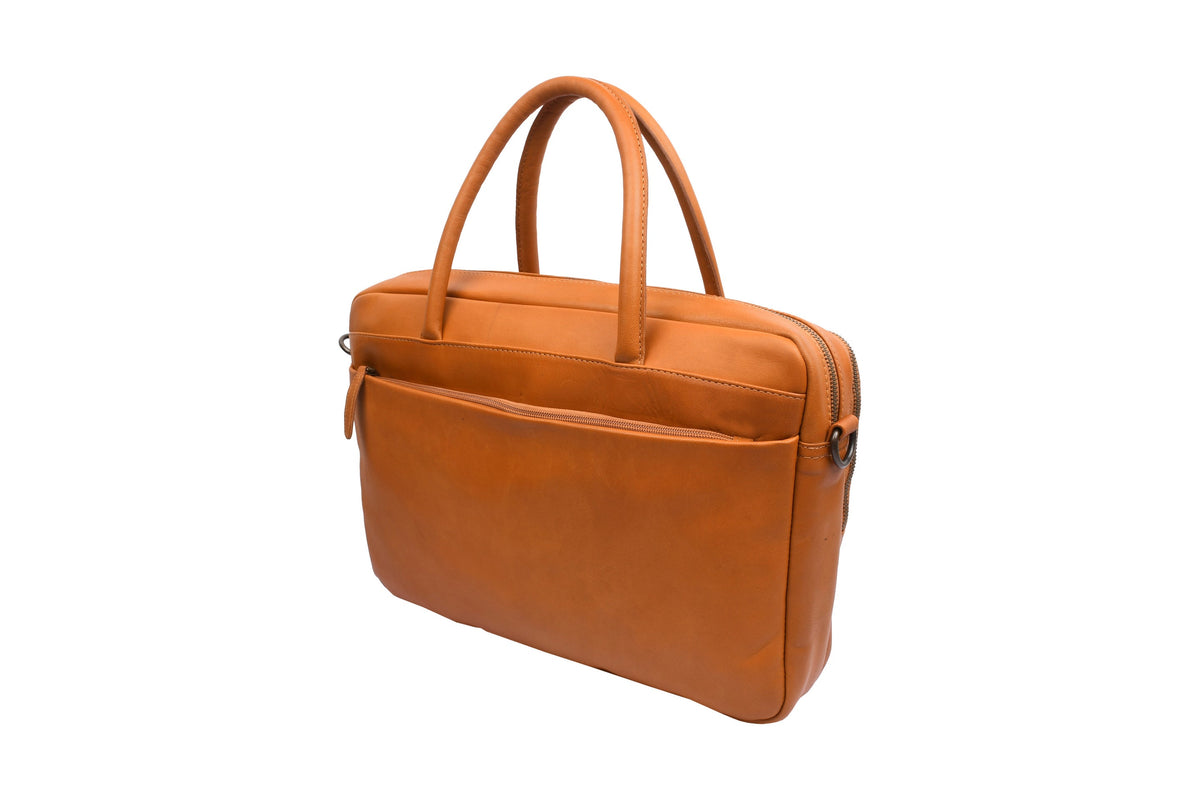 Laptoptaske Faust dobbelt - Cognac