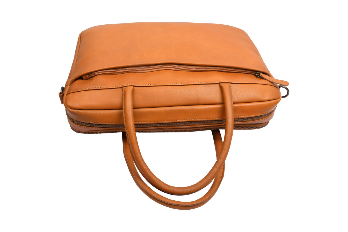 Laptoptaske Faust dobbelt - Cognac