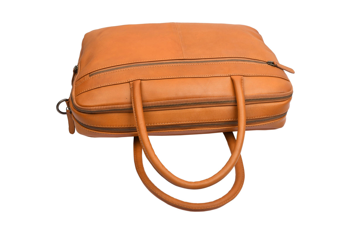 Laptoptaske Faust dobbelt - Cognac