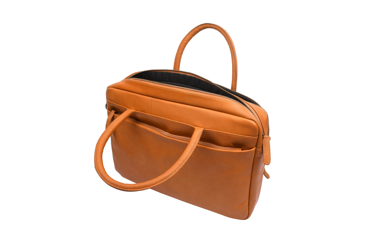 Laptoptaske Faust dobbelt - Cognac