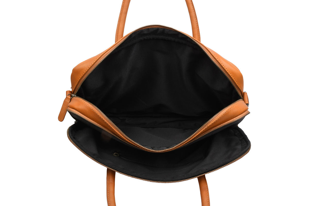 Laptoptaske Faust dobbelt - Cognac