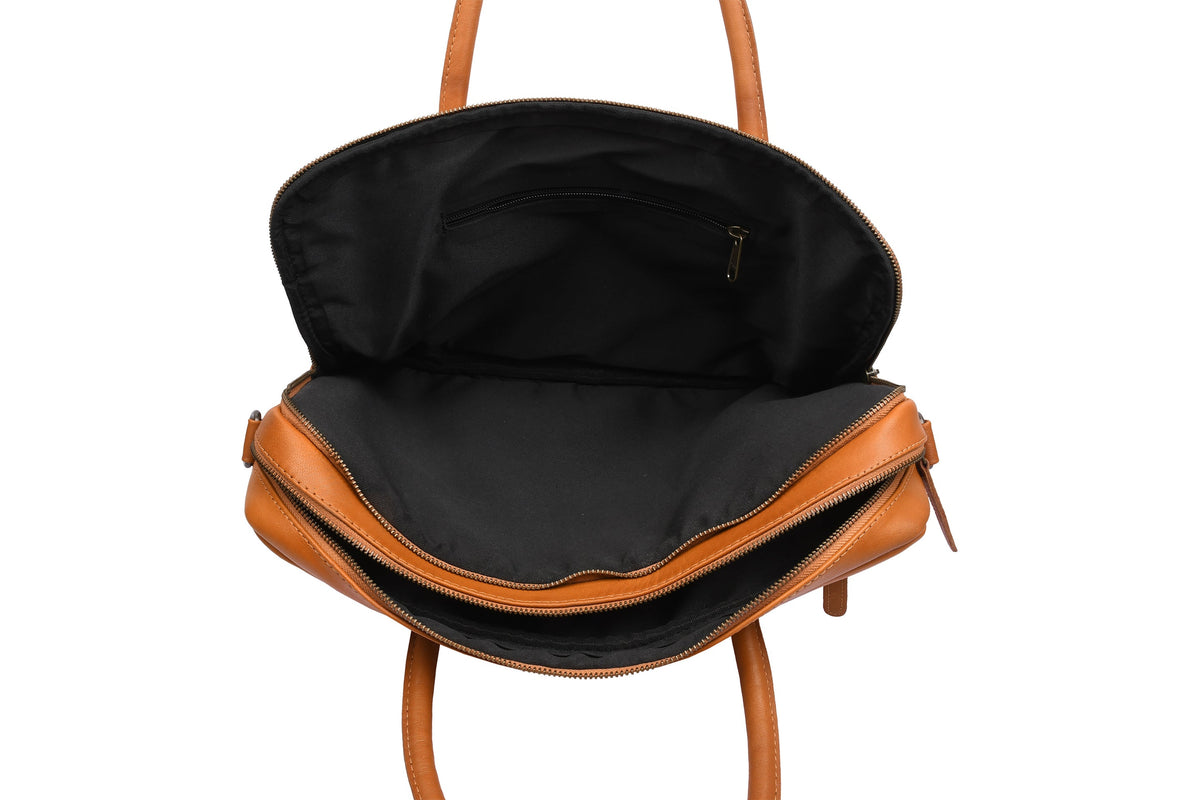 Laptoptaske Faust dobbelt - Cognac