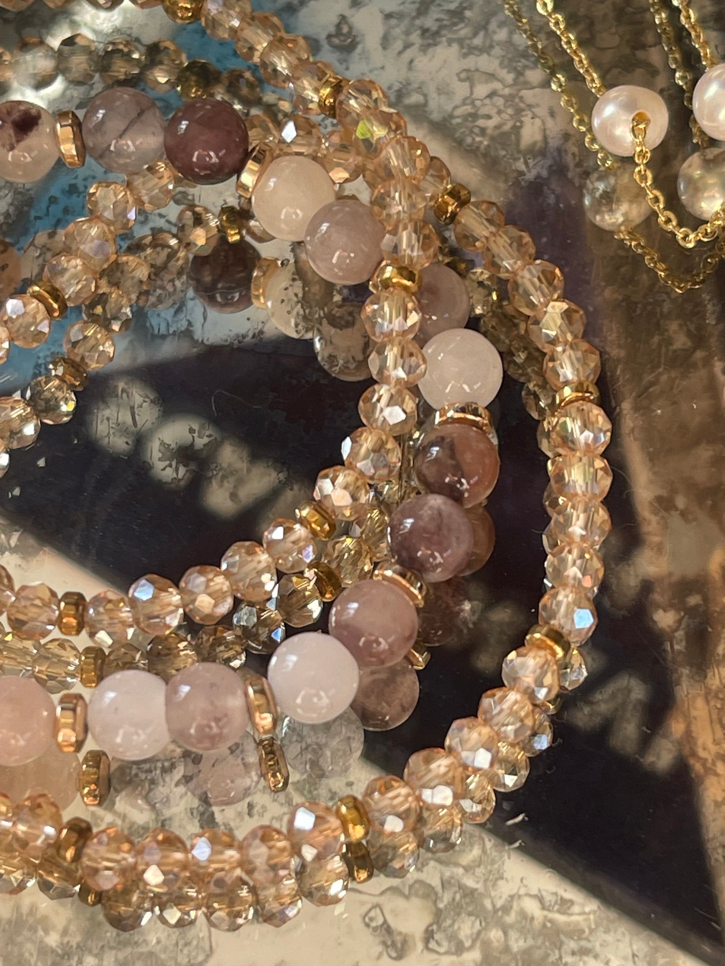 Armbånd Luna Blush Mix / Natur – Sett med 3 stk