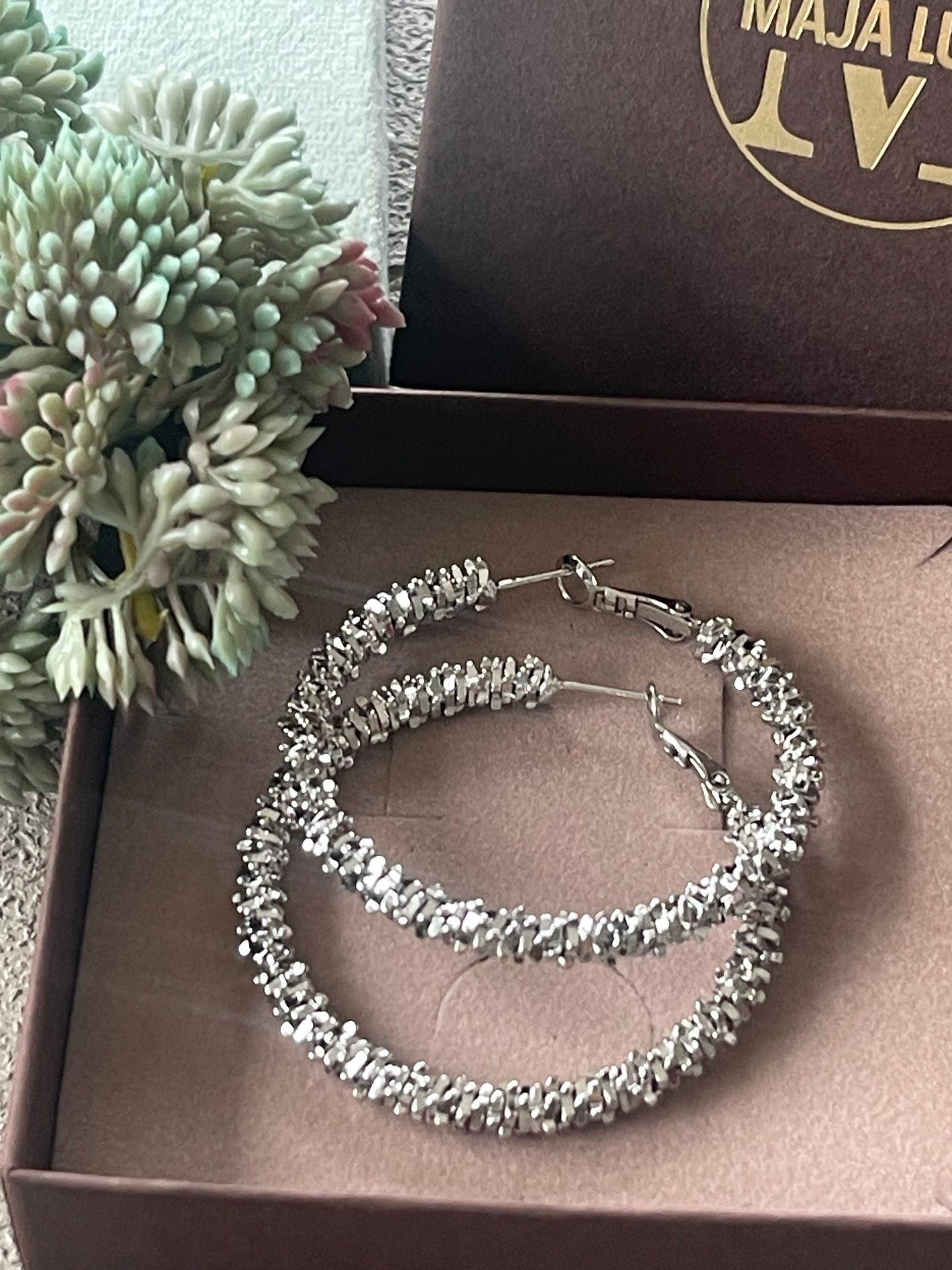 Øreringer INA Hoops Large - sølvbelagt