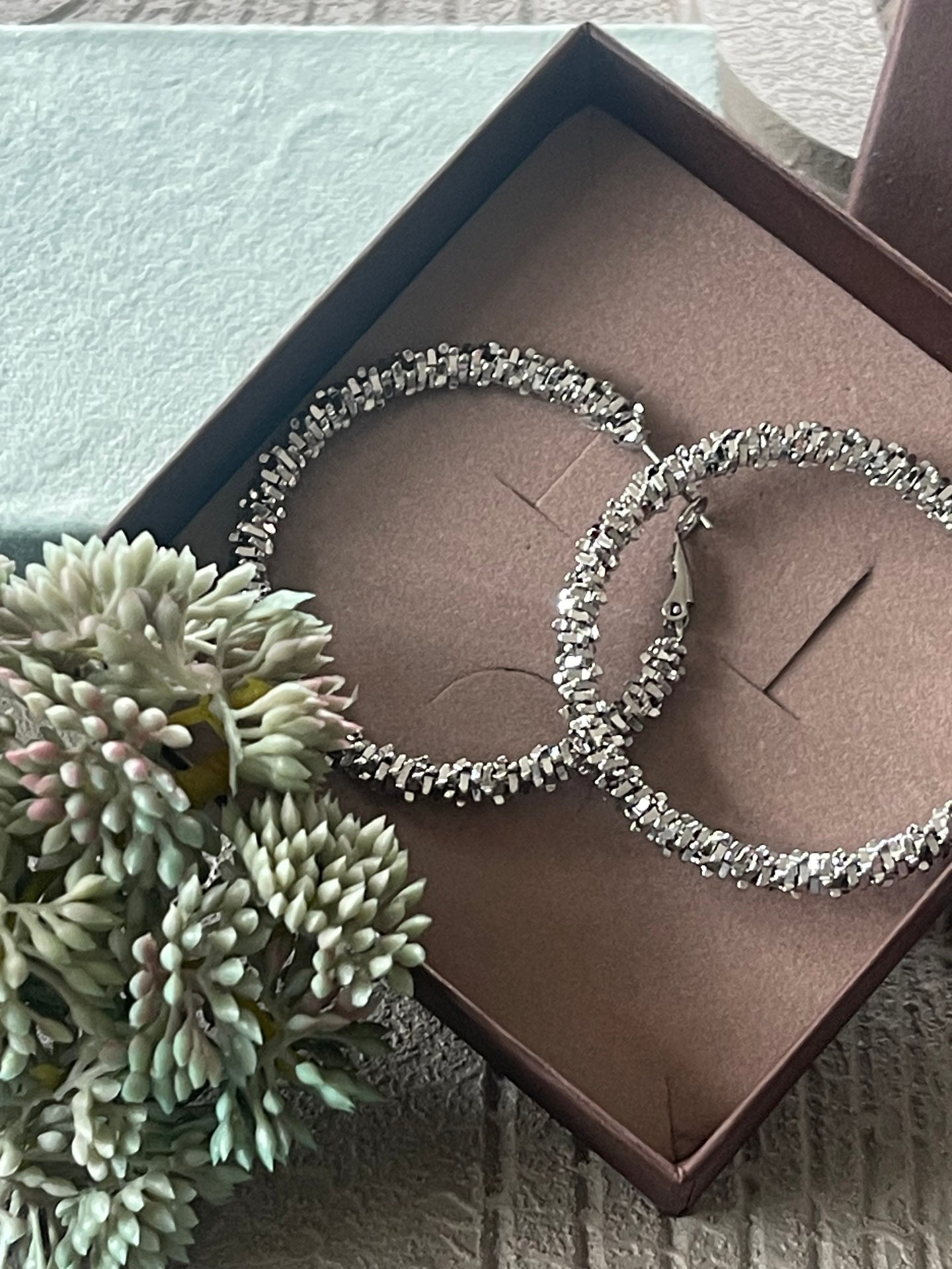 Øreringer INA Hoops Large - sølvbelagt