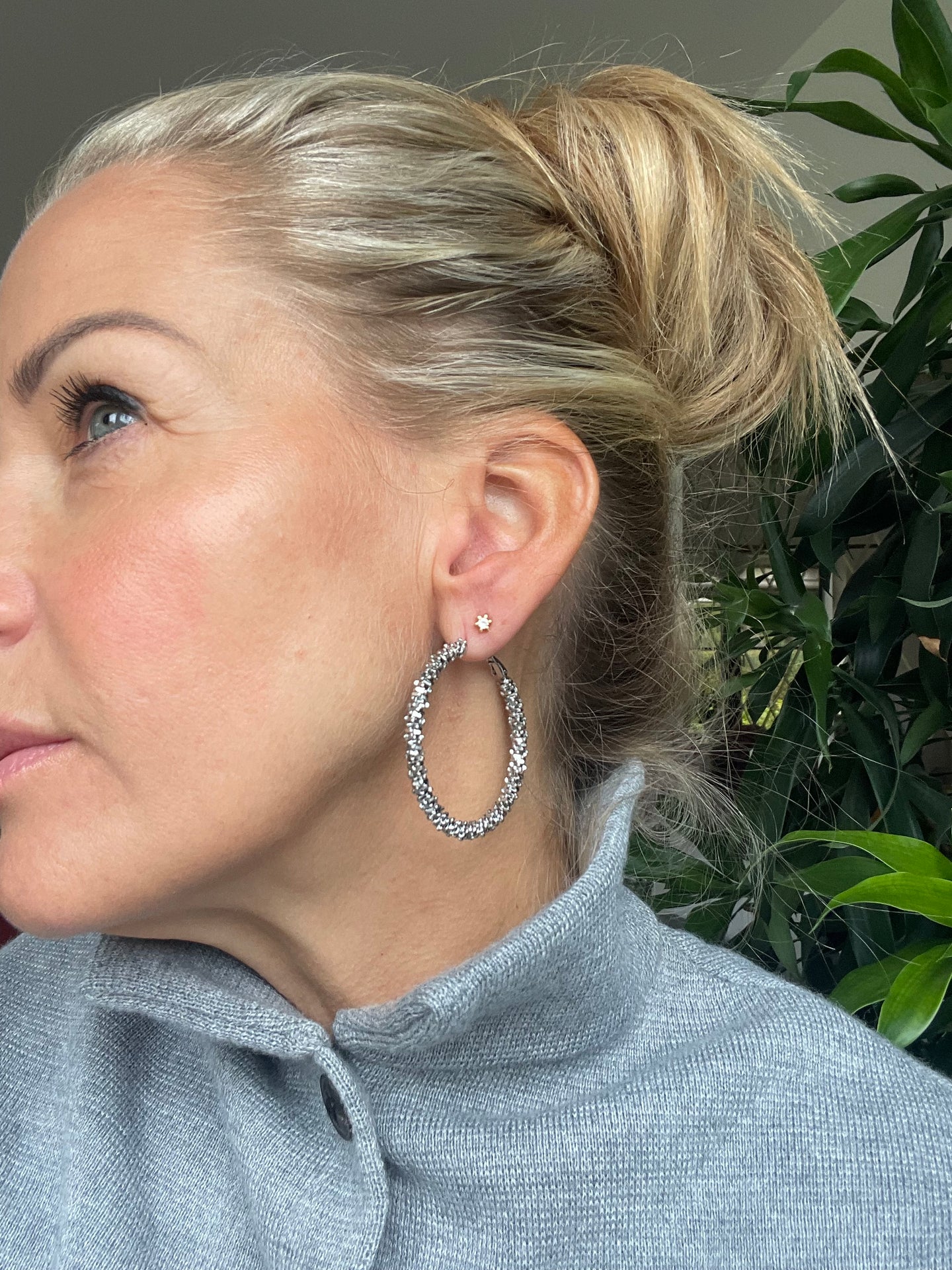 Øreringer INA Hoops Large - sølvbelagt