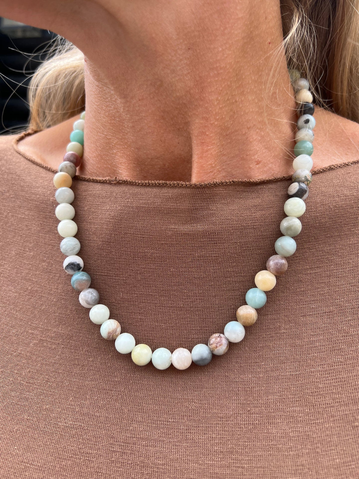 Halskjede Mary Natur/Aqua Mix