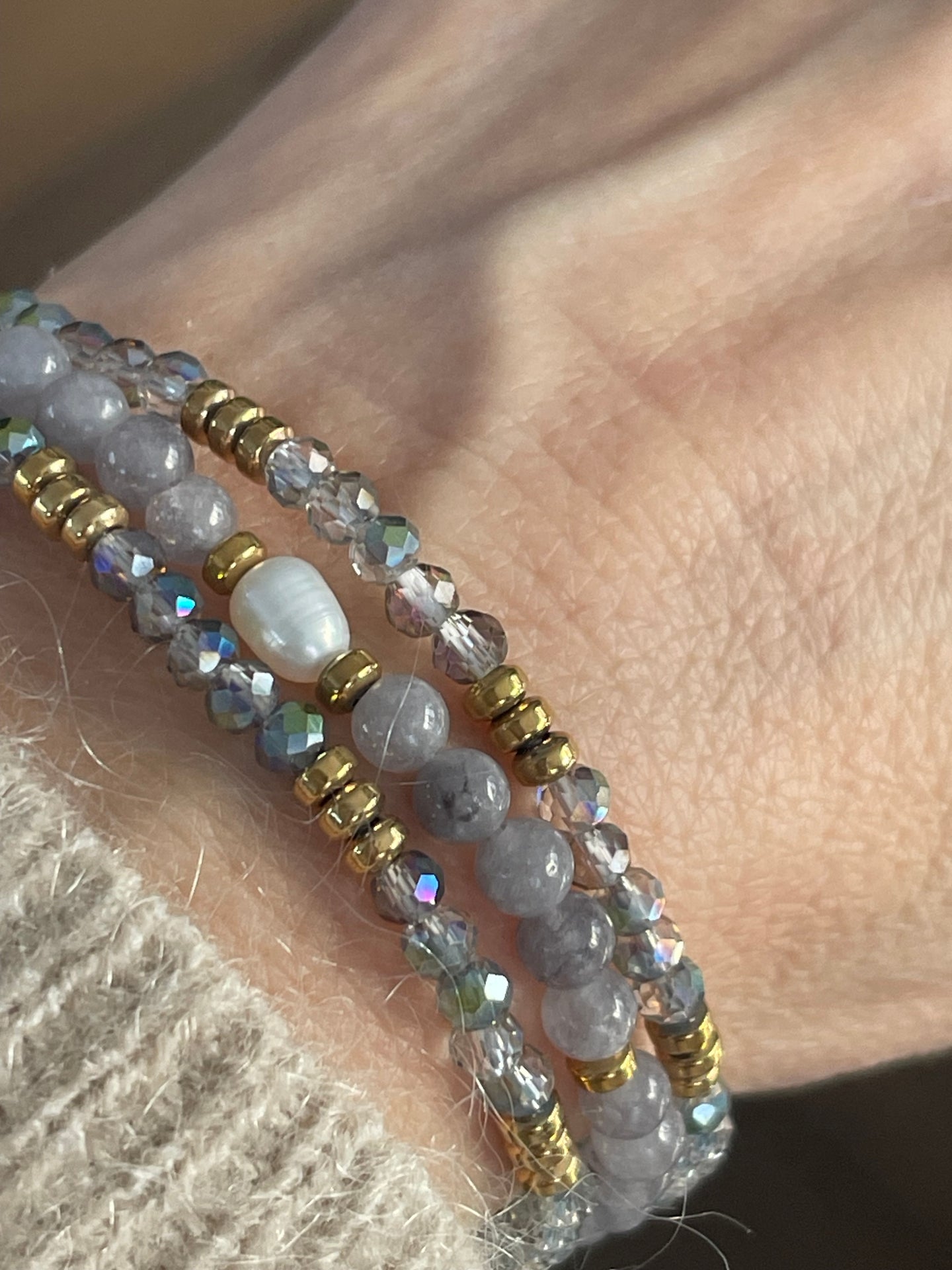 Armbånd Leah Lavendel/Stone – Sett med 3 stk