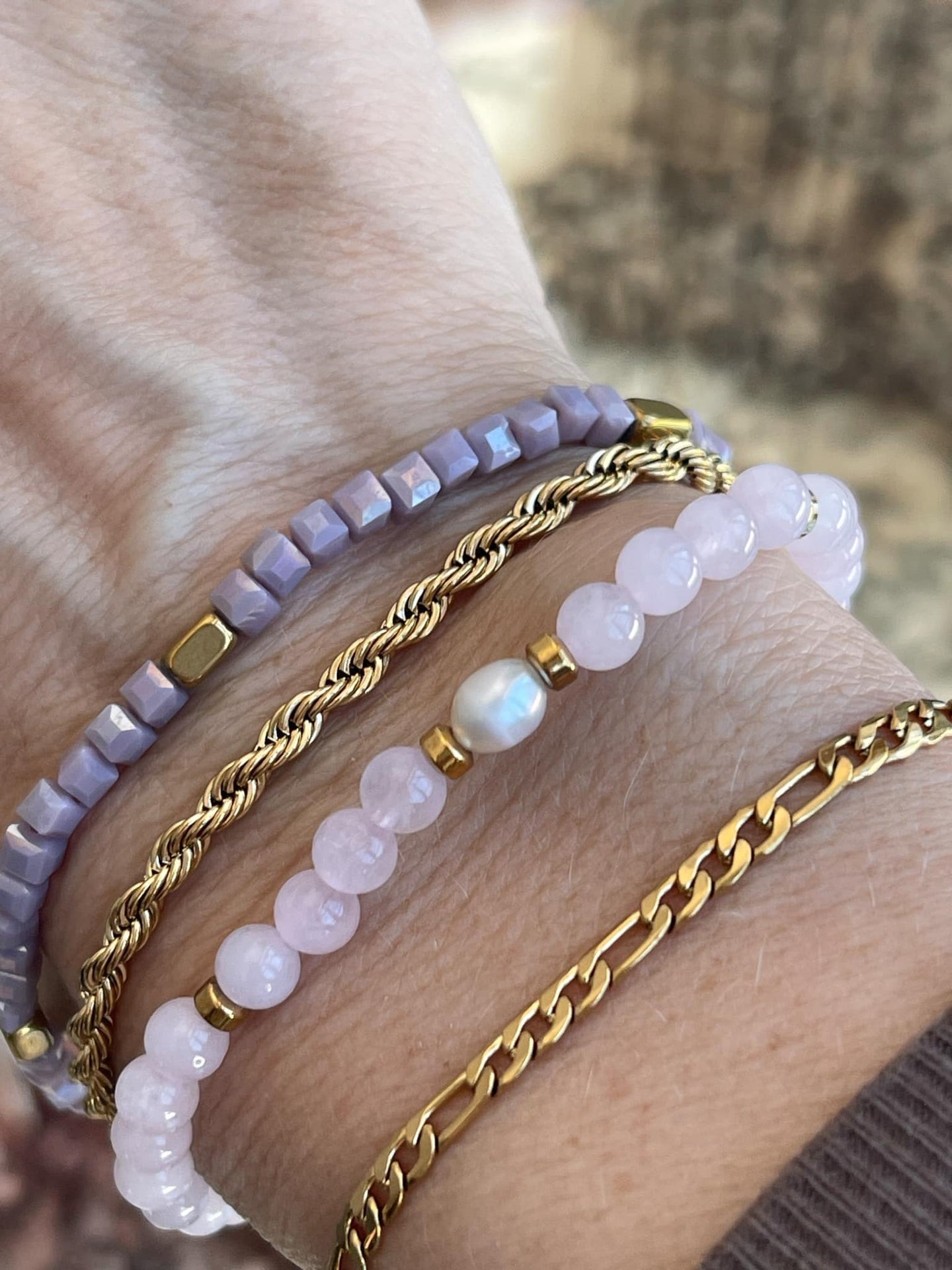 Armbånd Erika lavendel - Sett med 4 armbånd