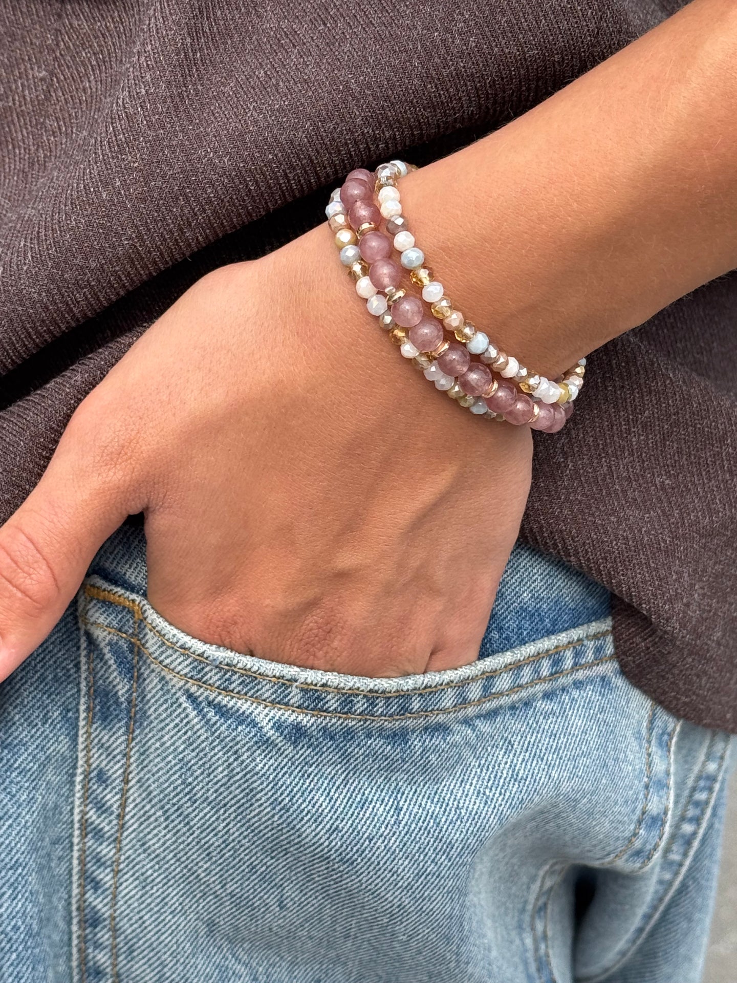 Armbånd Luna Vintage Rose – Sett med 3 stk