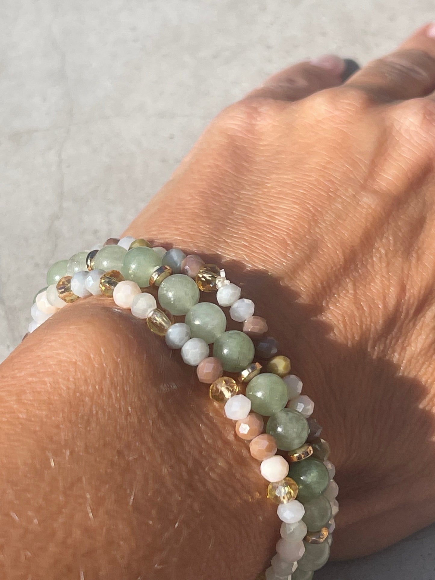 Armbånd Luna Jade Green – Sett med 3 stk