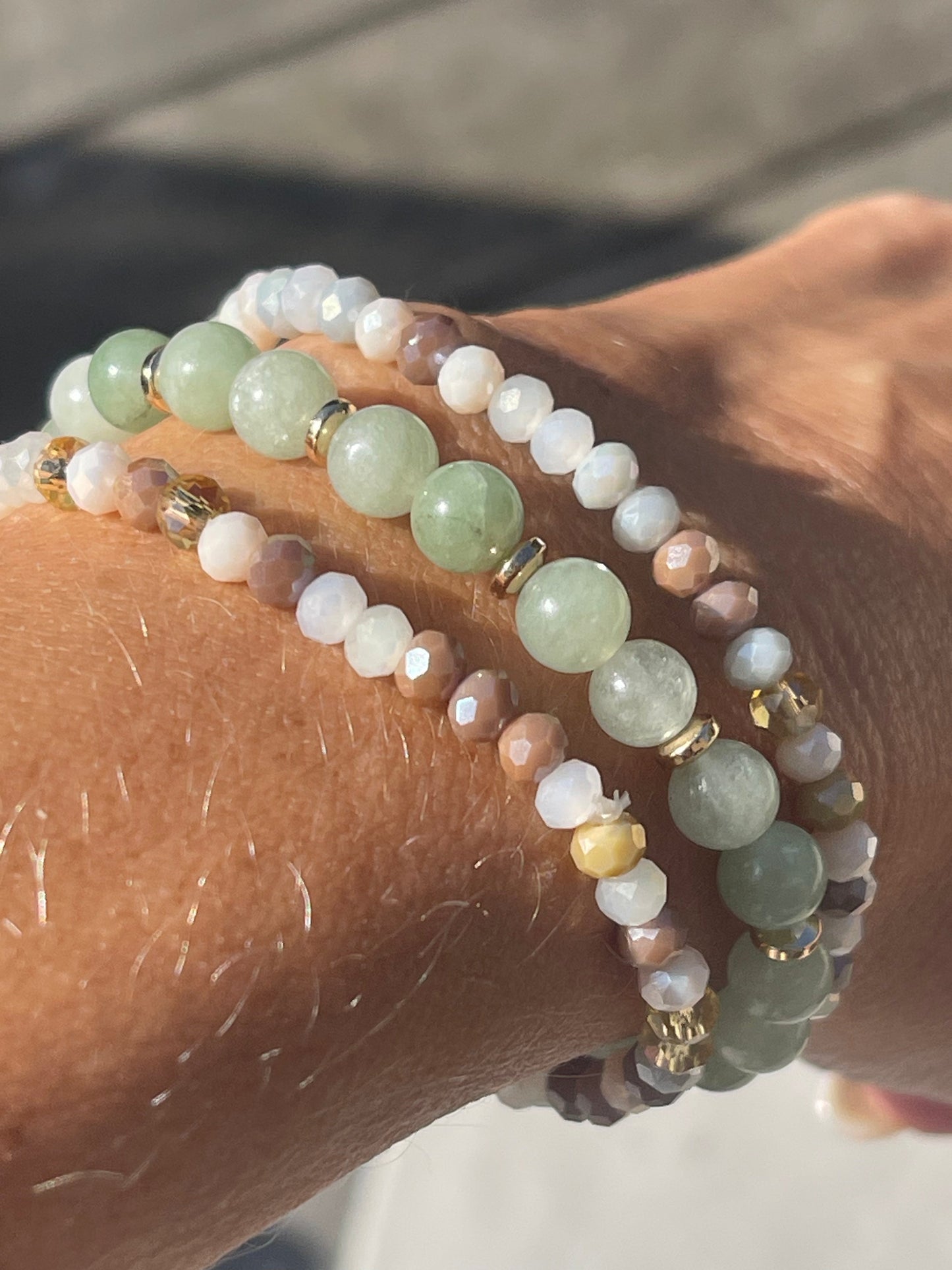 Armbånd Luna Jade Green – Sett med 3 stk