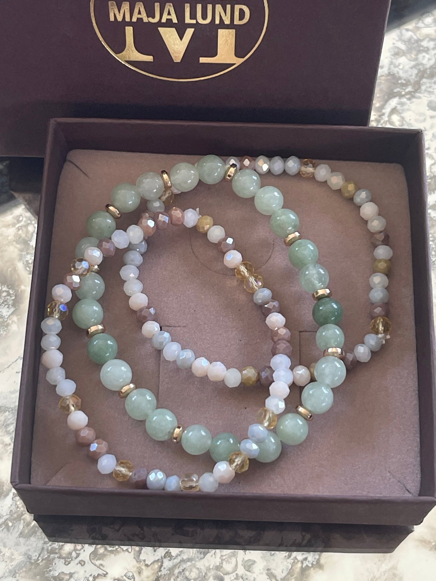 Armbånd Luna Jade Green – Sett med 3 stk
