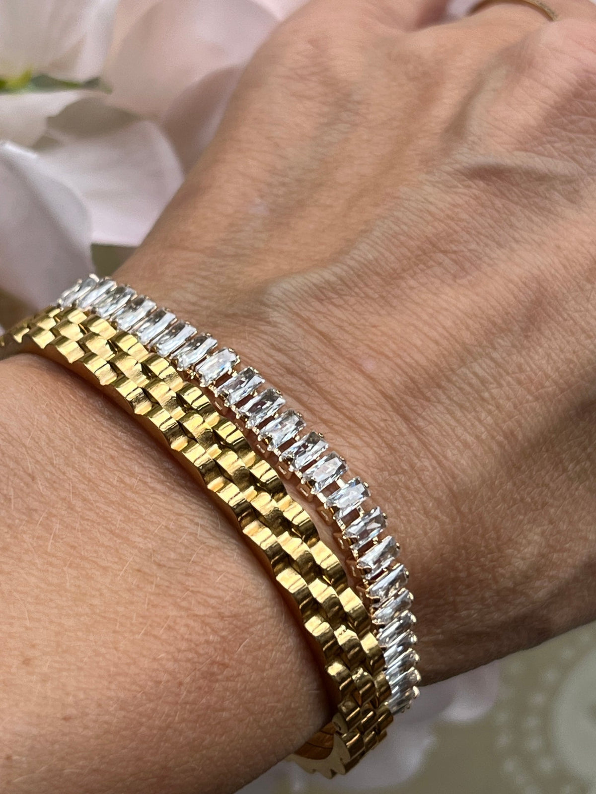 Tennisarmbånd Thelma med zirkoner - forgylt