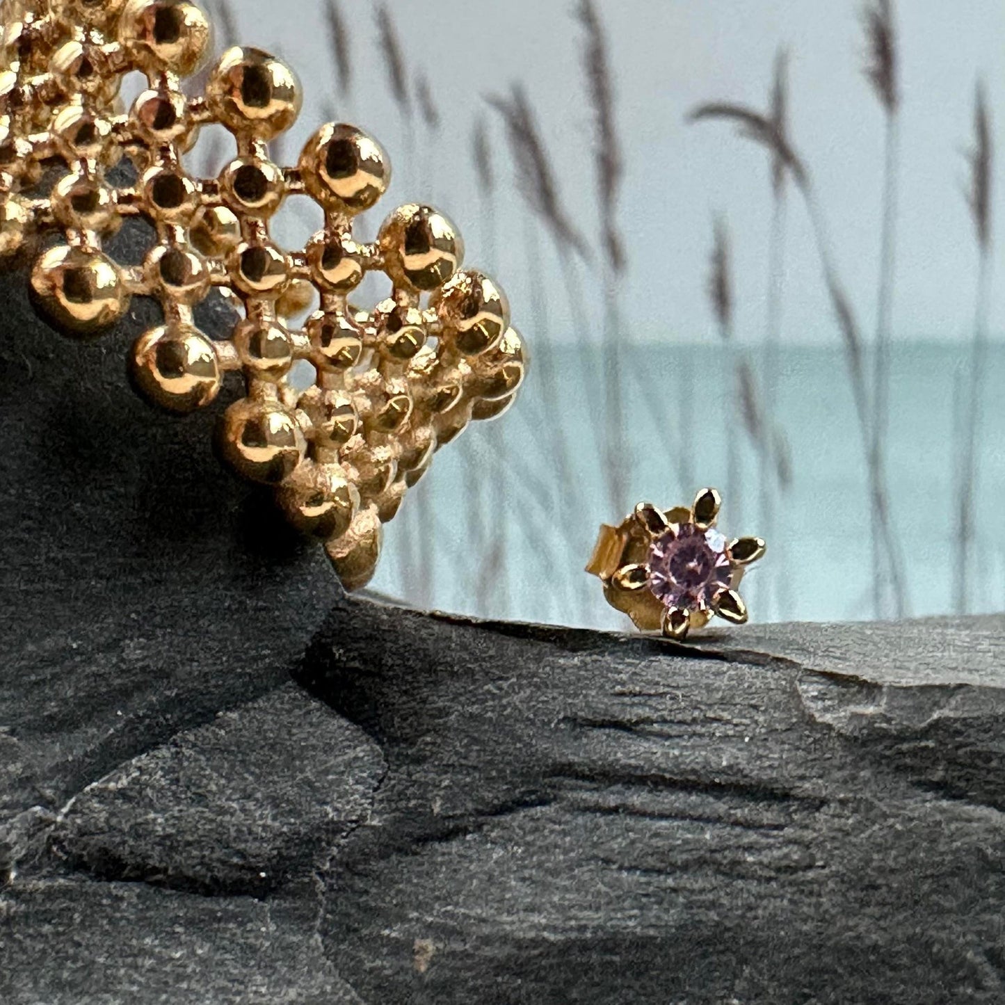 Ørestikk Single GIA Pink 18K forgylt – 1 stk