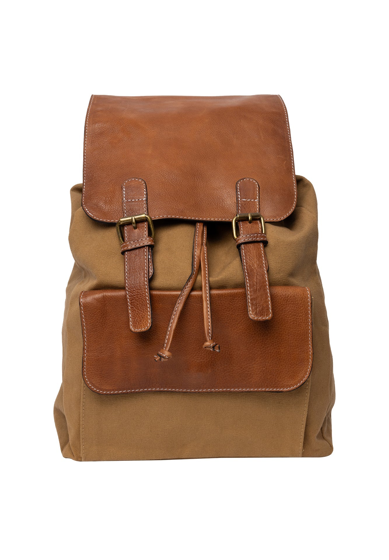 Ryggsekk i kanvas og lær