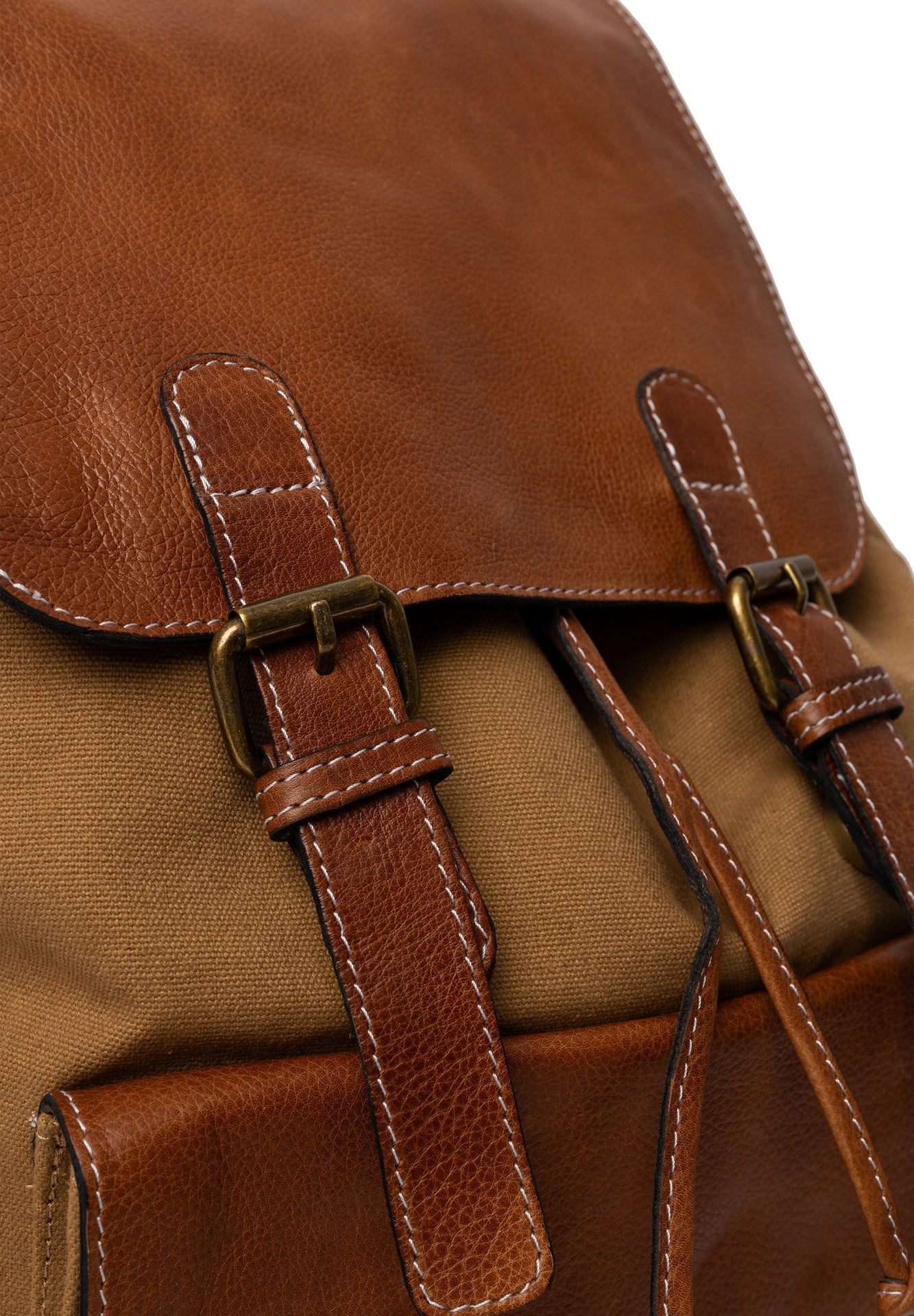 Ryggsekk i kanvas og lær