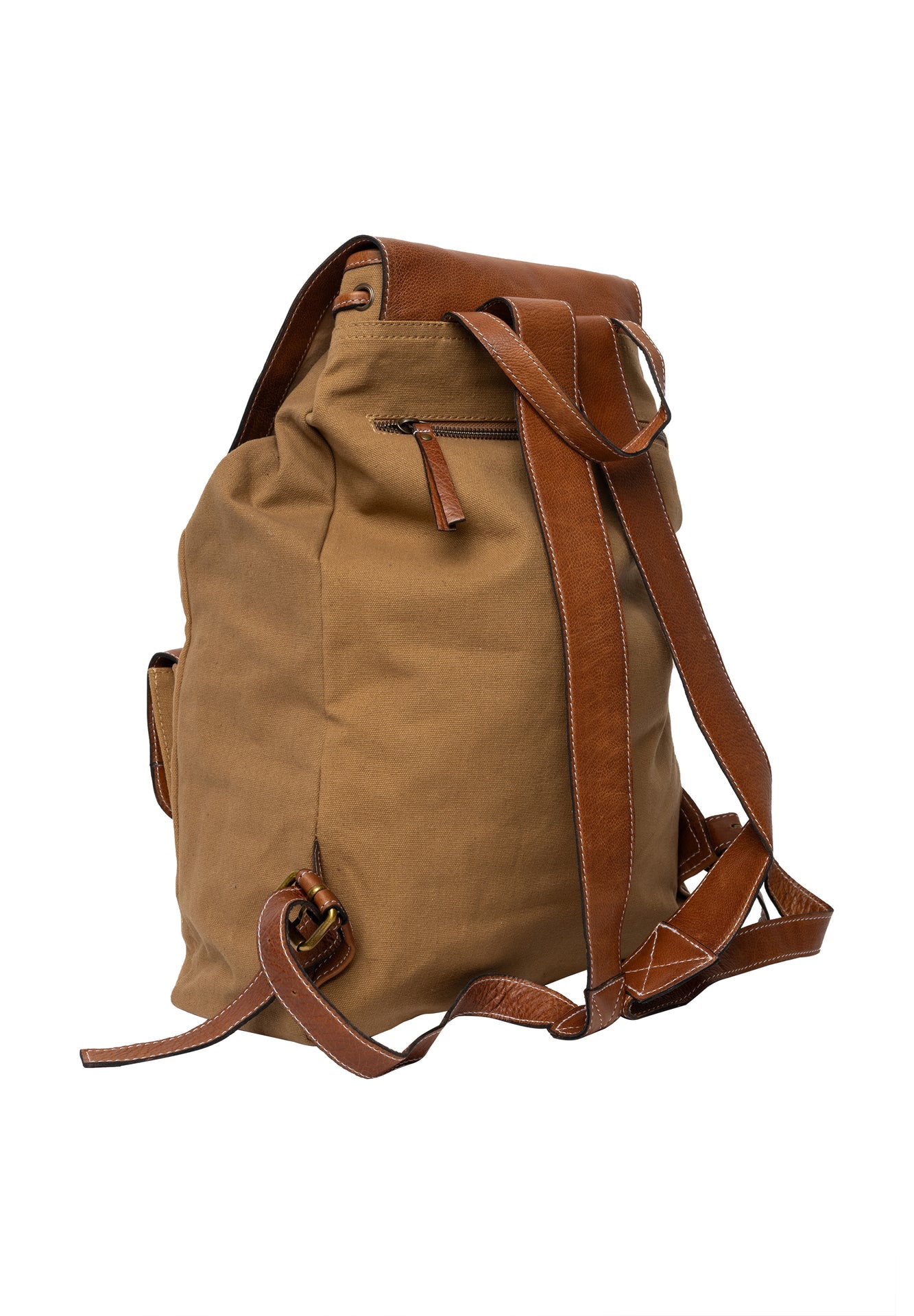 Ryggsekk i kanvas og lær