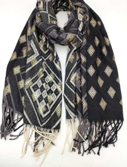 Skjerf diamond printed black
