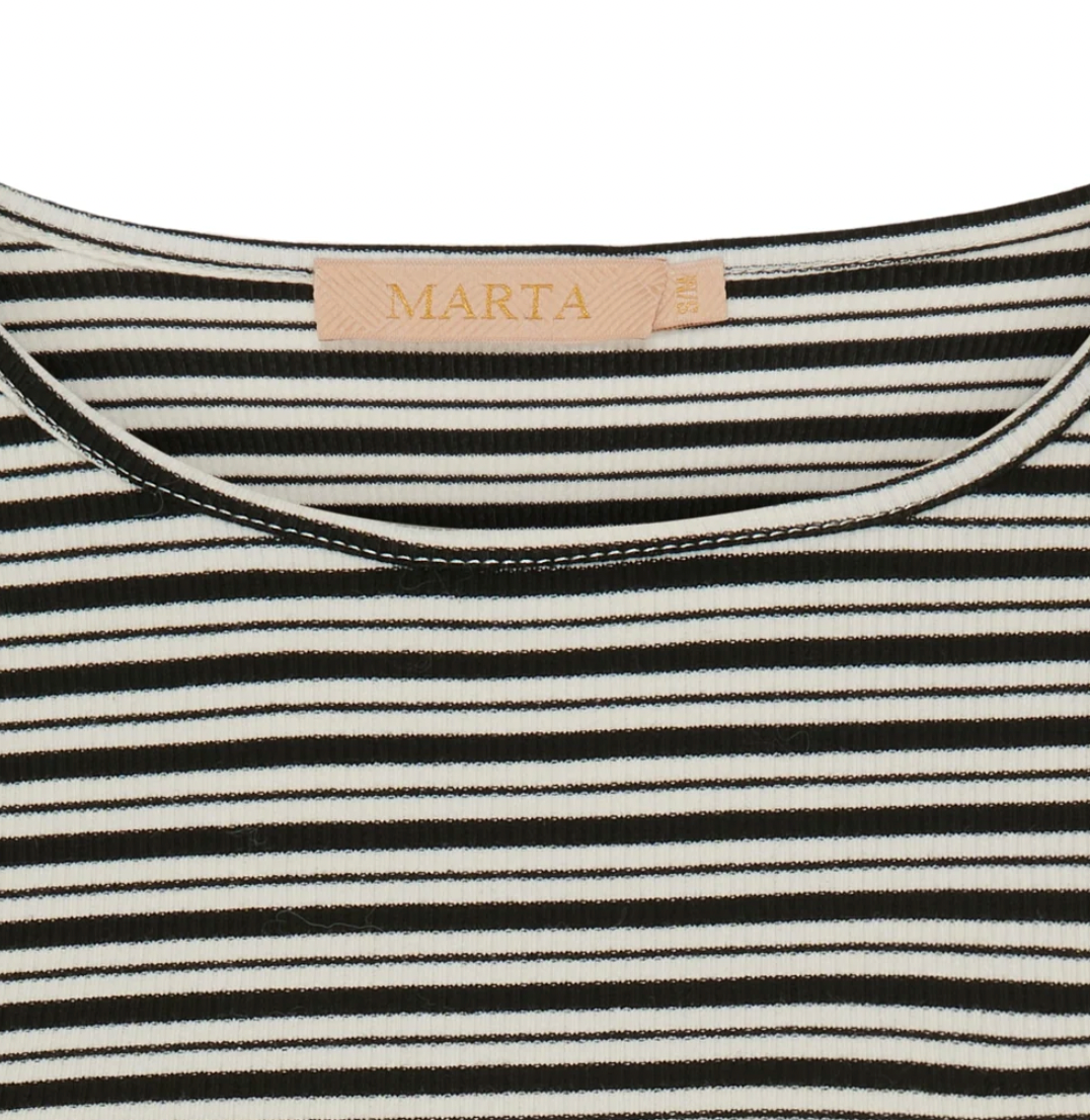 Bluse Christel strib - Svart / Krem