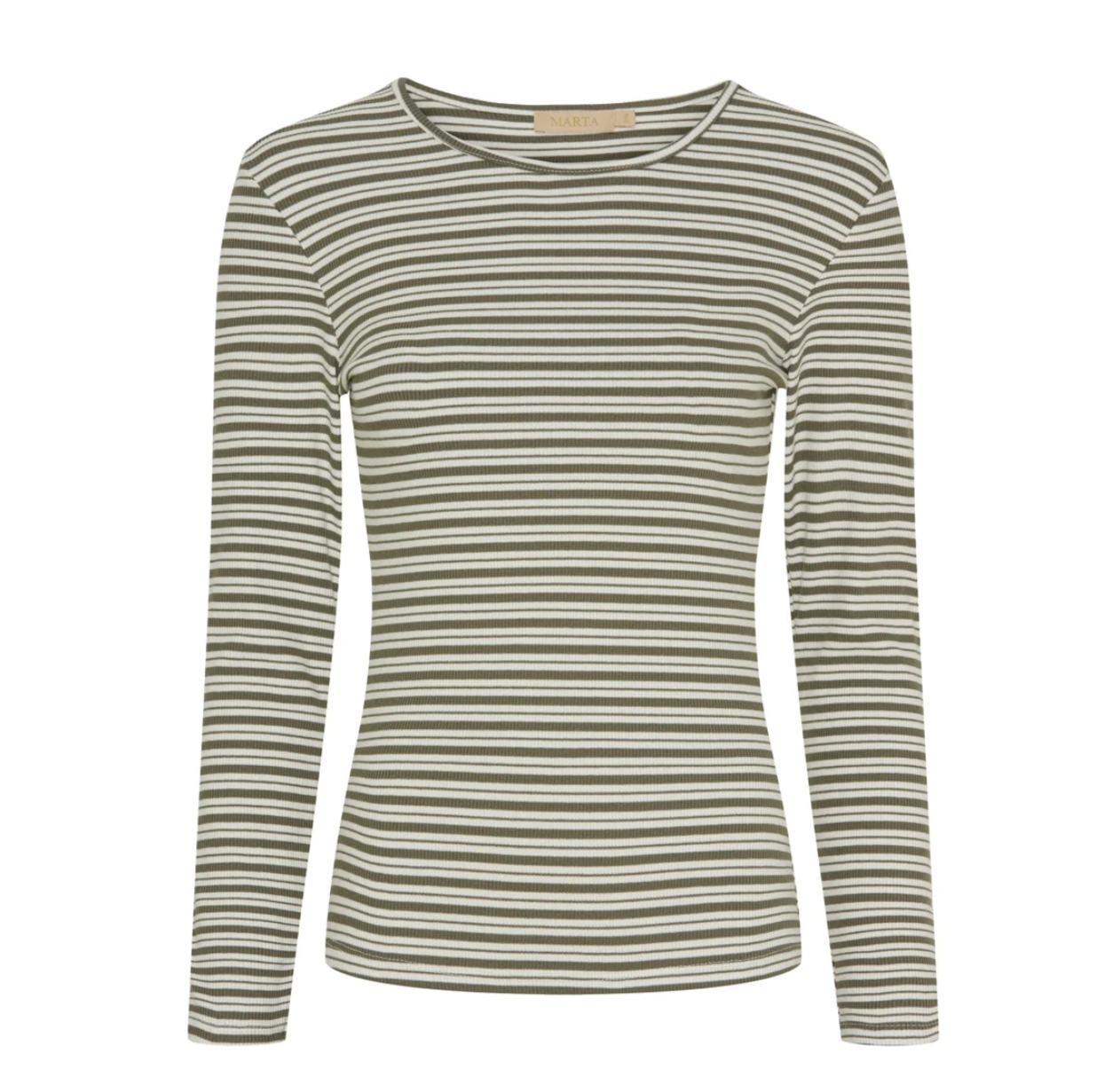 Bluse Christel stripete - Kaki / Cream