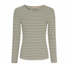 Bluse Christel stripete - Kaki / Cream