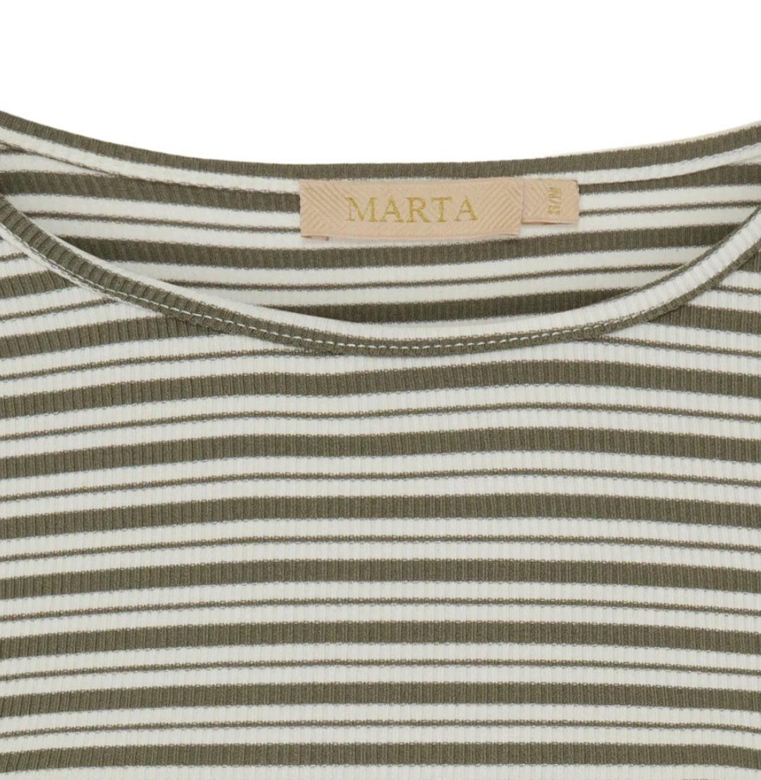 Bluse Christel stripete - Kaki / Cream