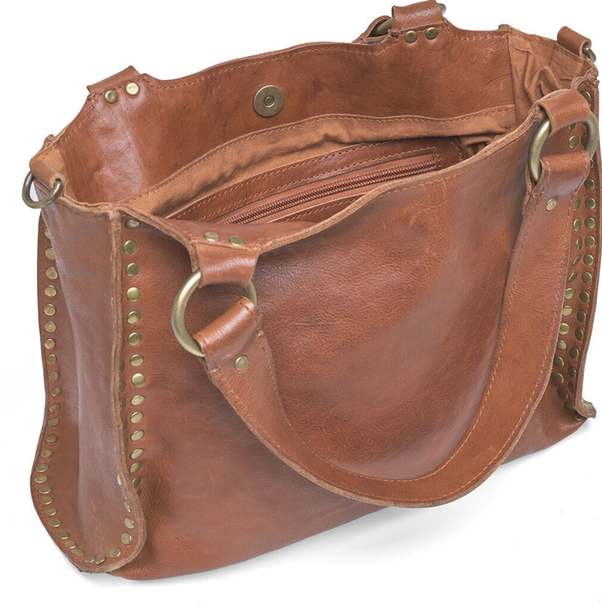 Arbeidstaske med nitter - Vintage cognac