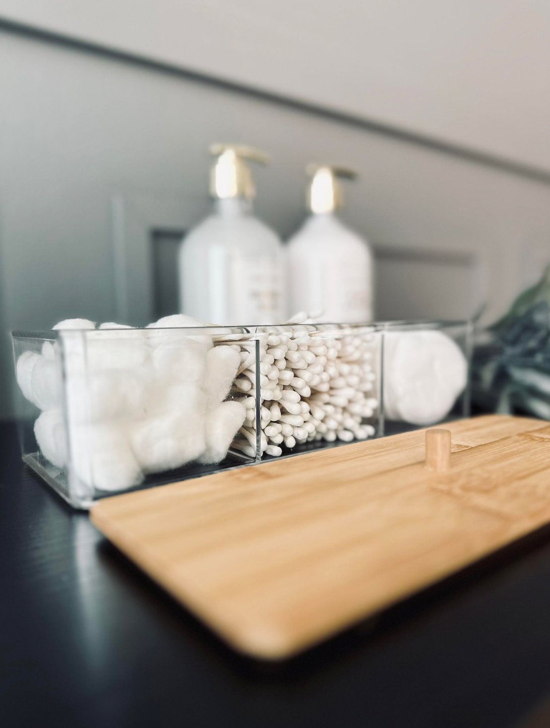 Makeup organizer - Akryl med bambuslokk