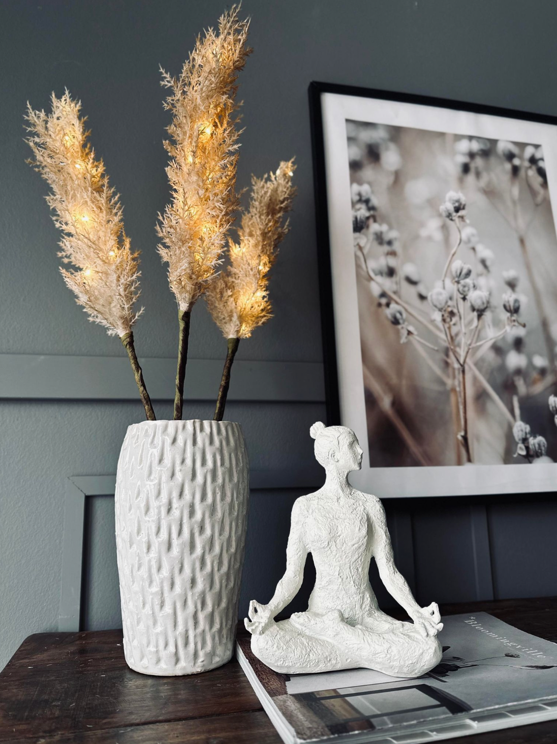 Pampas med LED-lys - 118 cm
