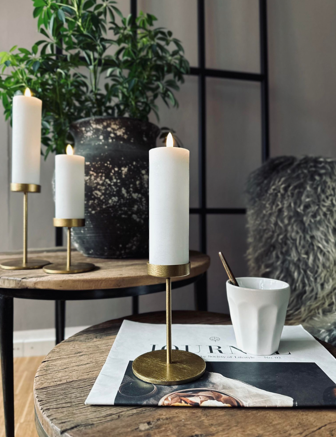Lysestakesett til bloklys – Golden Liva