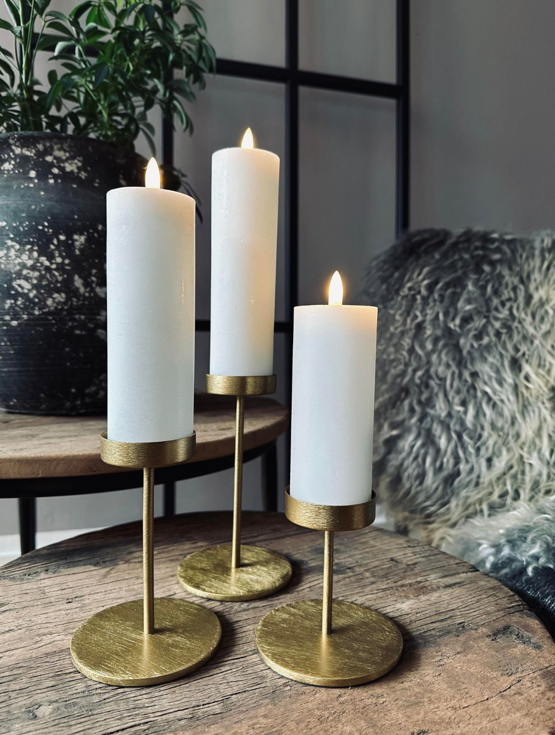 Lysestakesett til bloklys – Golden Liva