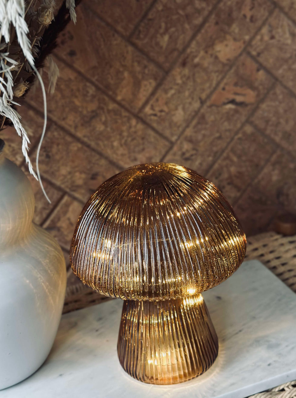 Mushroom med riller 20cm - Gylden
