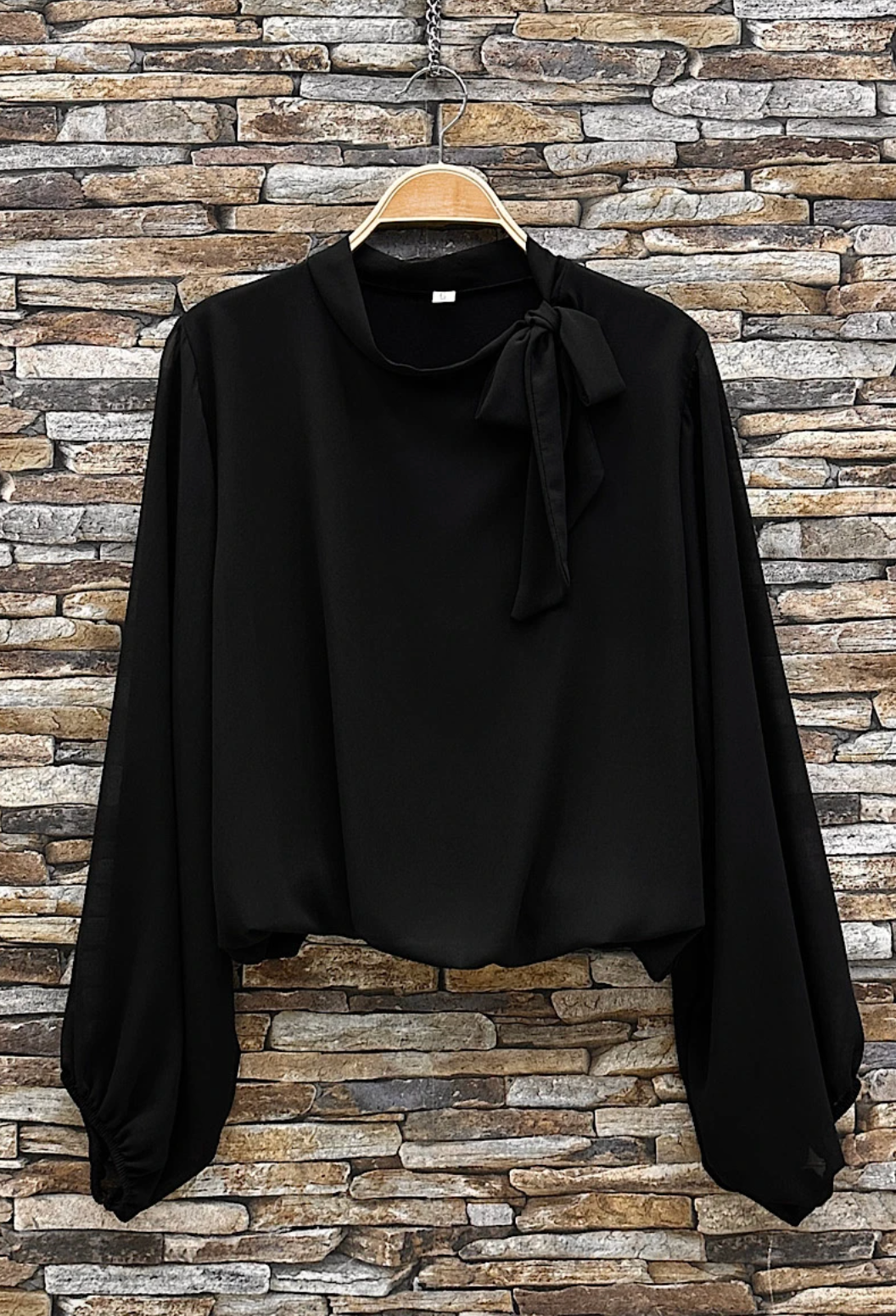 Bluse m. Sløyfe - Black