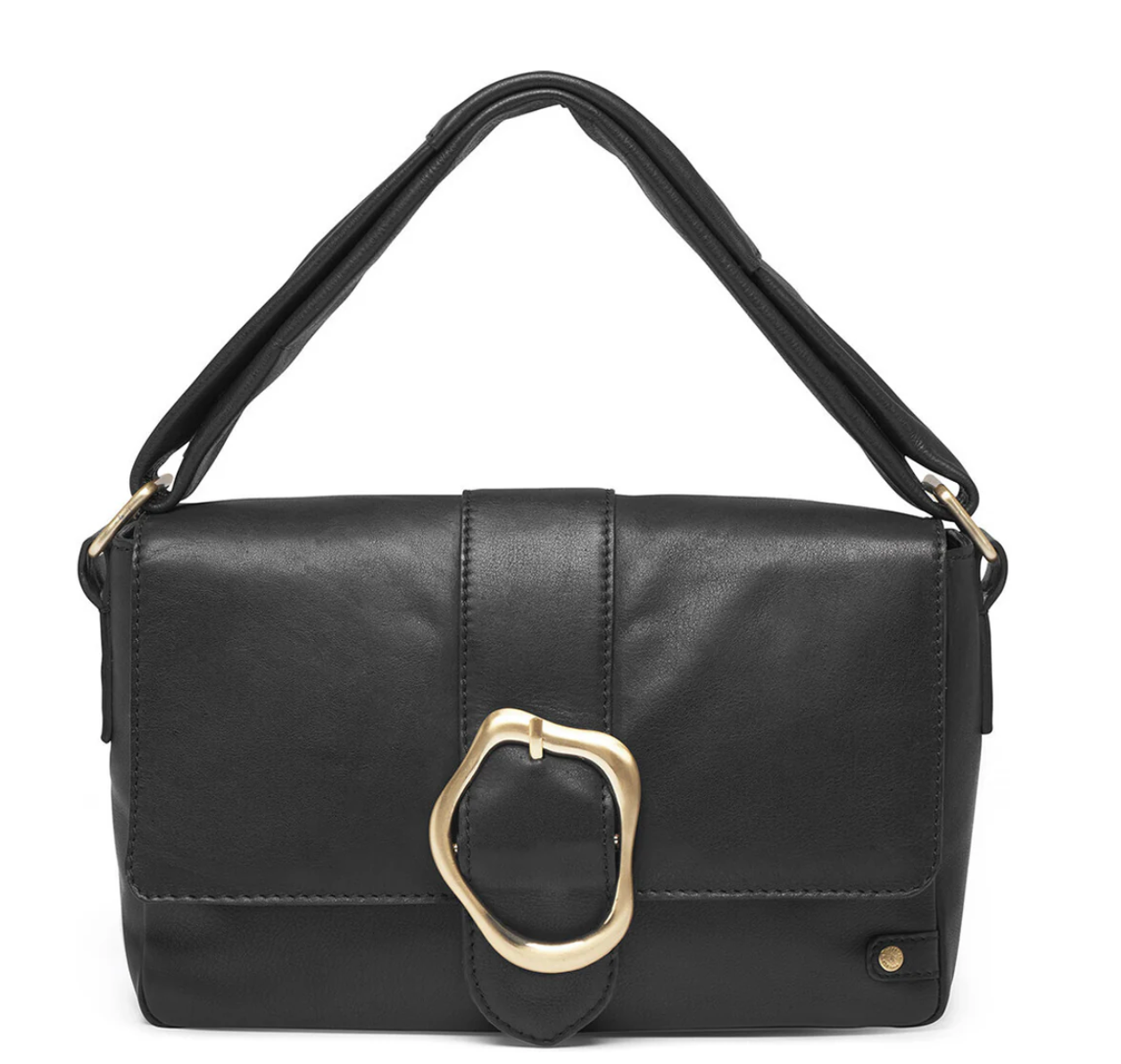 Crossover med spenne - Black leather