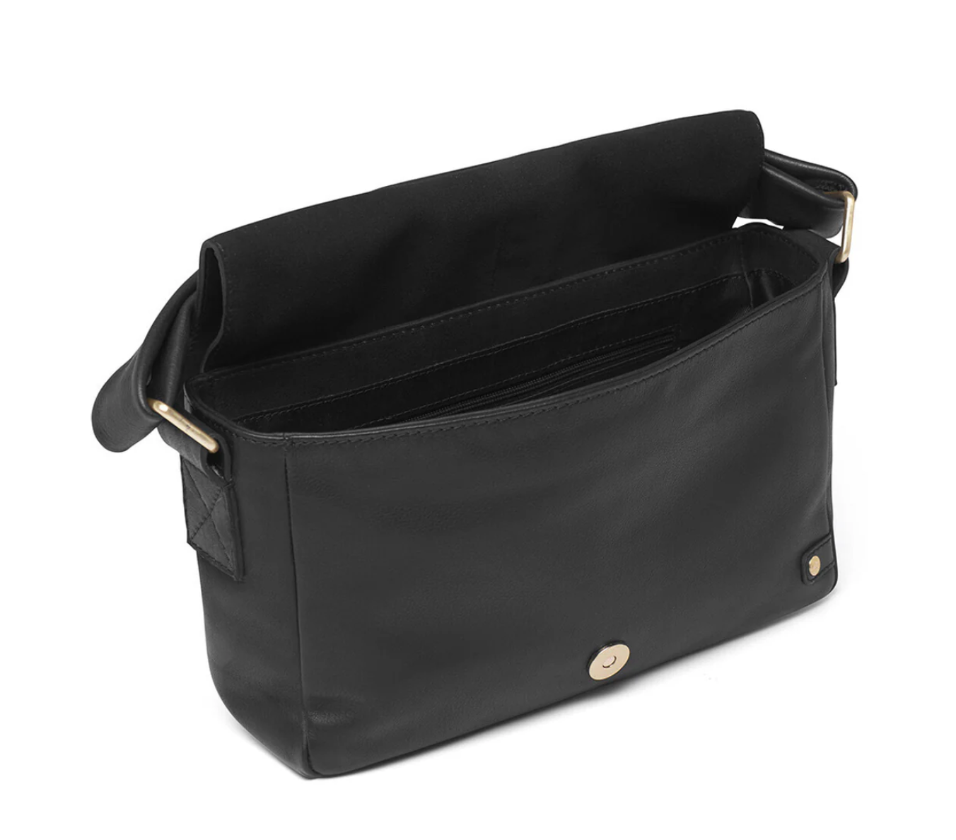 Crossover med spenne - Black leather