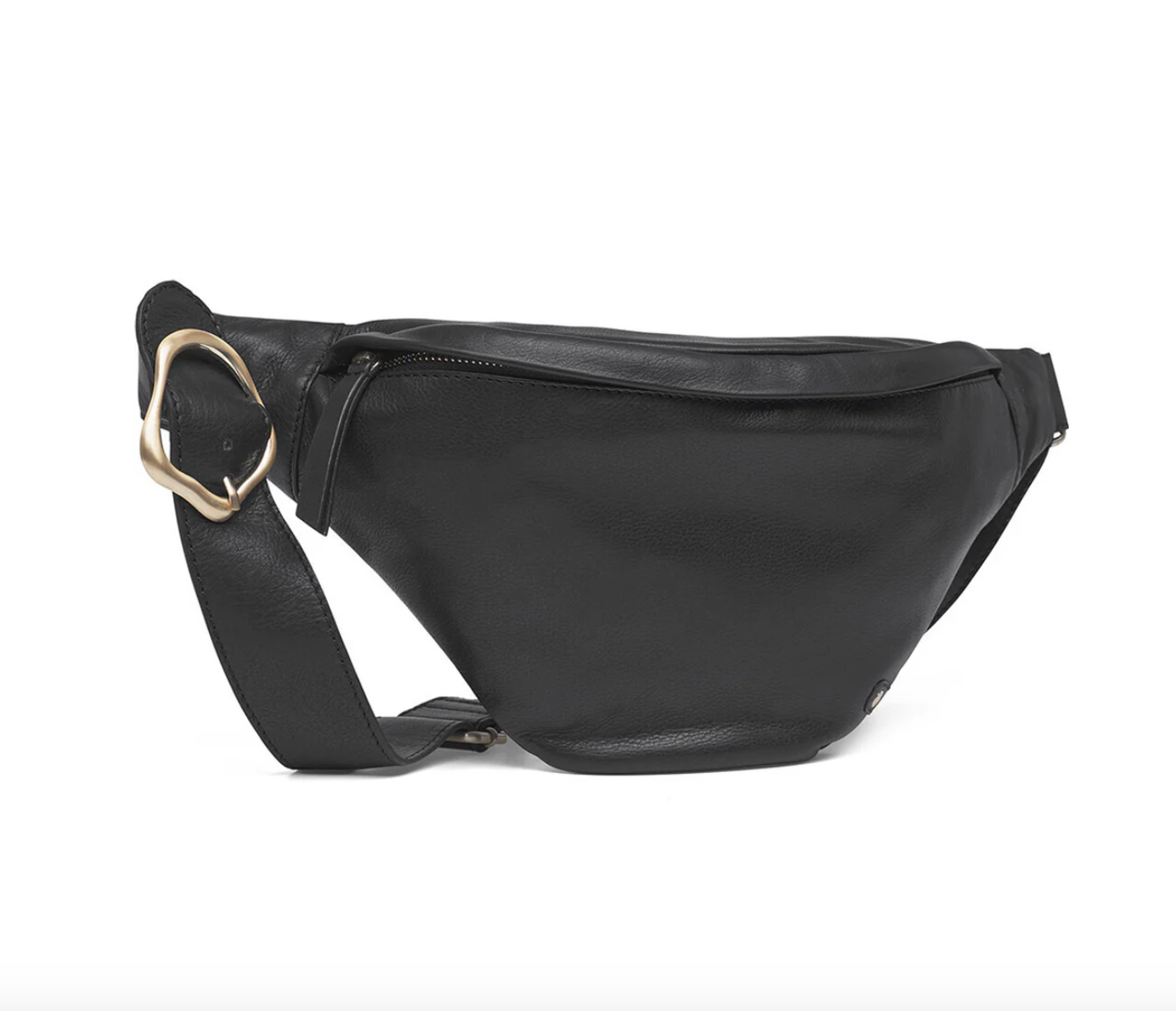 Bumbag med spenne - Black leather