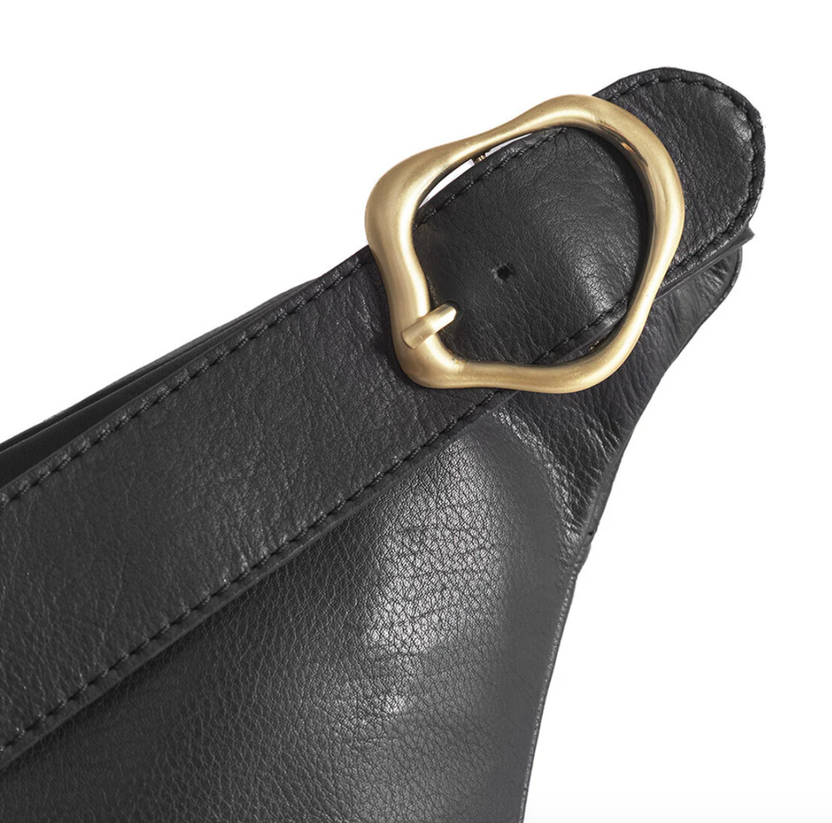 Bumbag med spenne - Black leather