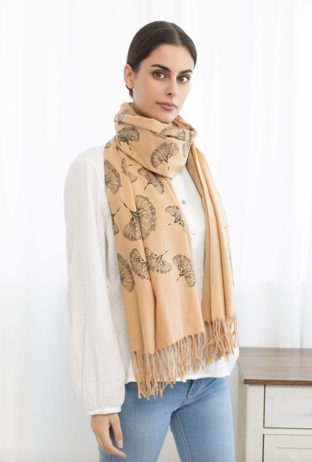 Skjerf Ginkgo - Beige