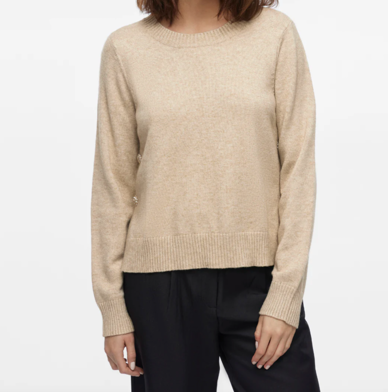 Bluse med vakre knapper - Beige