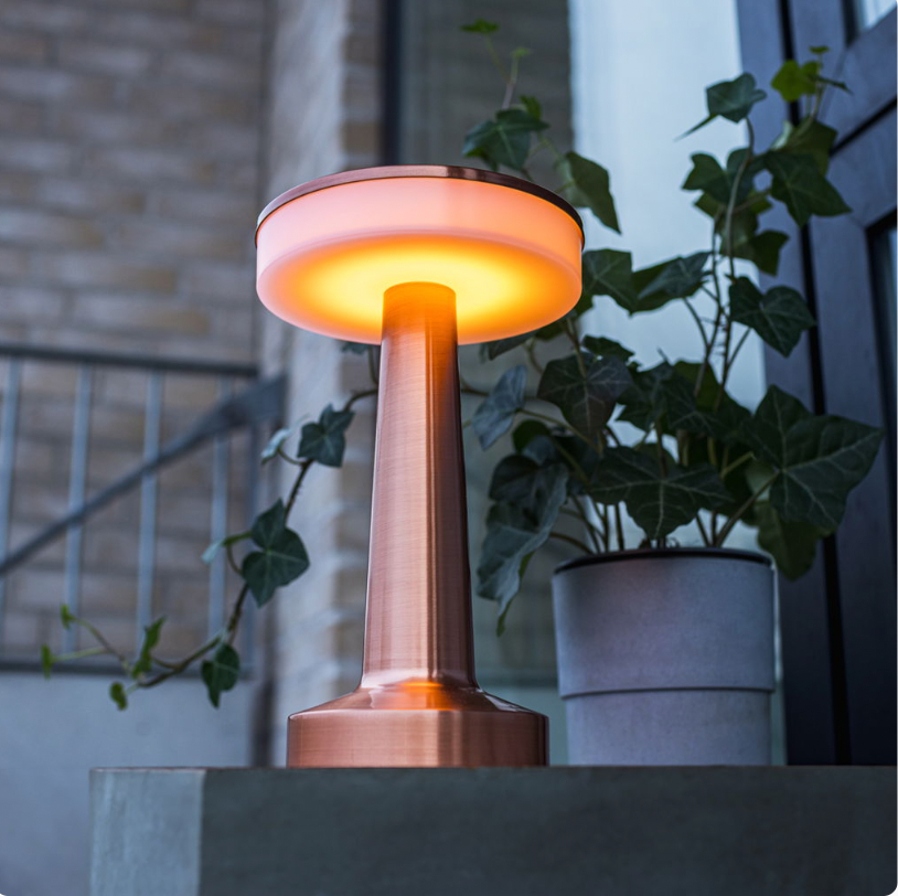 Utendørs touch-bordlampe, kobber