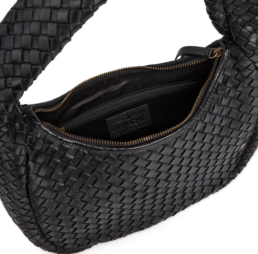 Elegant håndflettet skulderveske - Black