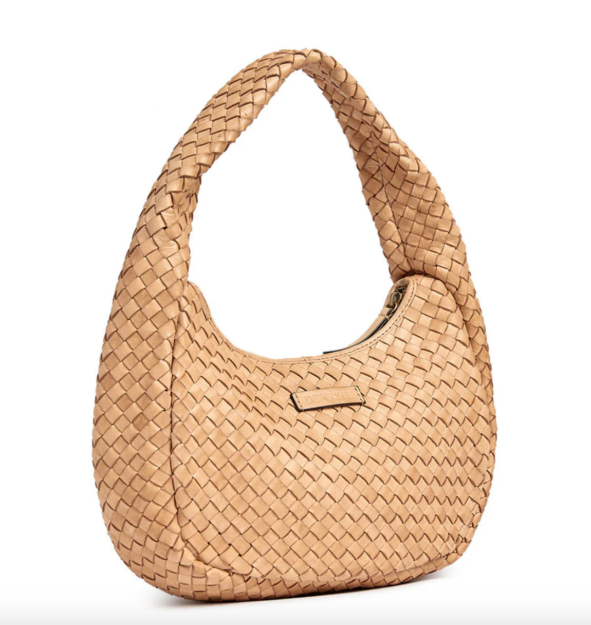 Elegant håndflettet skulderveske - Sand