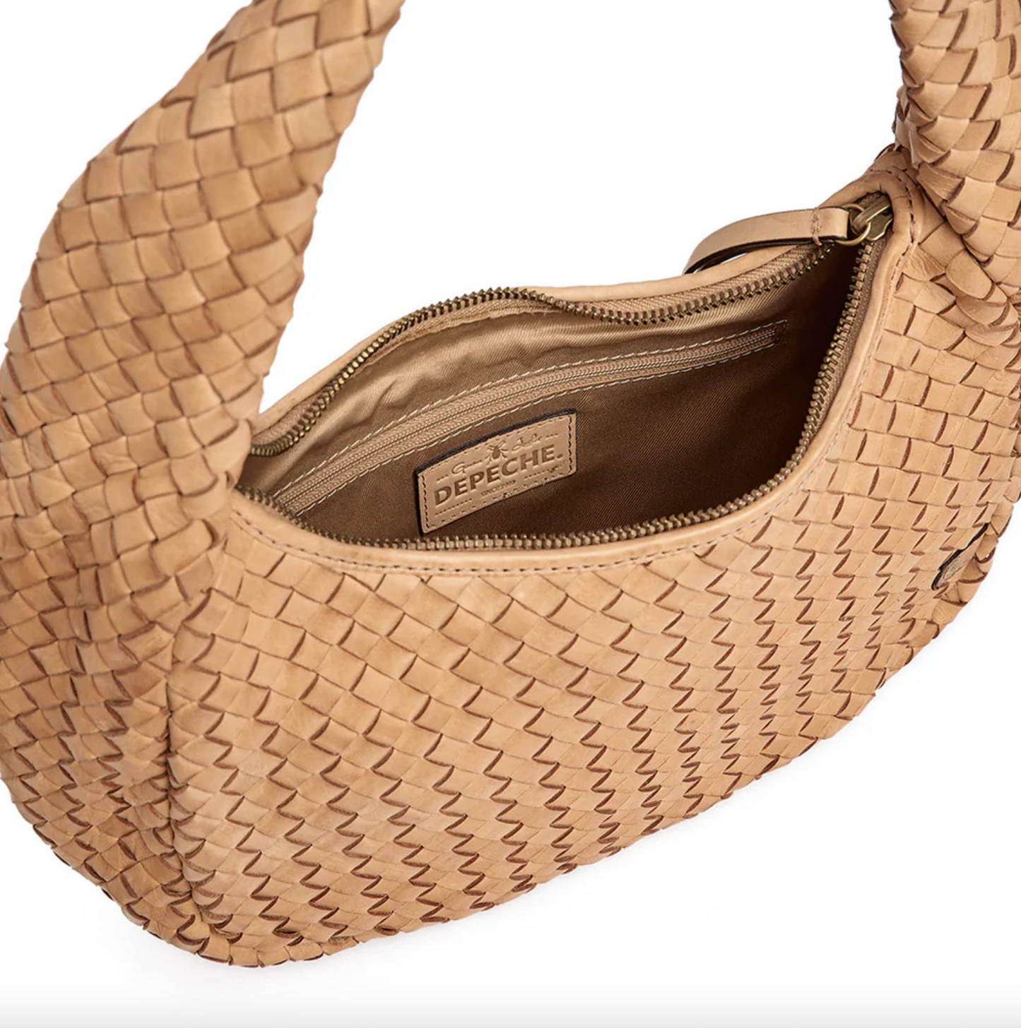 Elegant håndflettet skulderveske - Sand