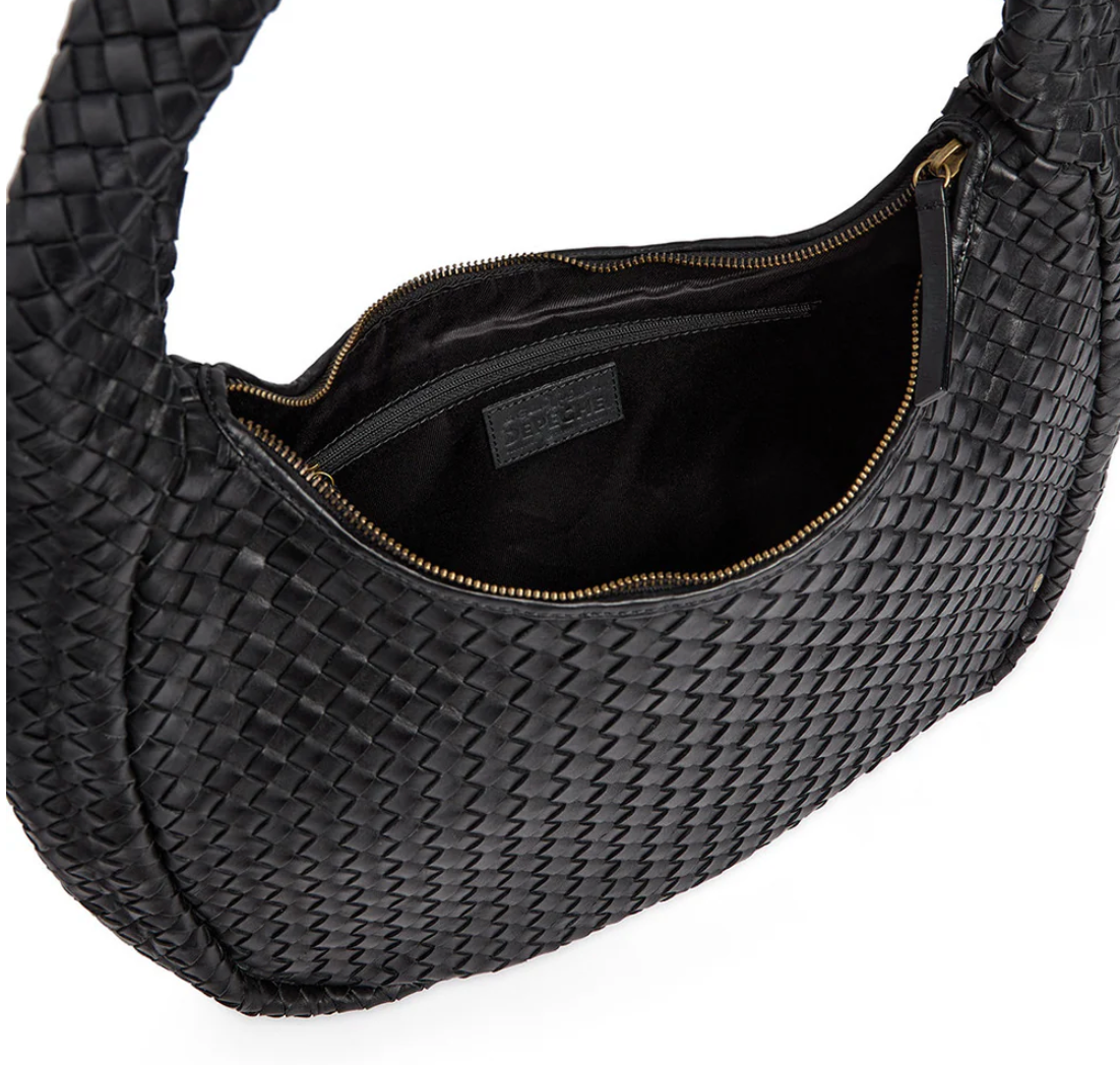 Elegant håndflettet skulderveske - Black big