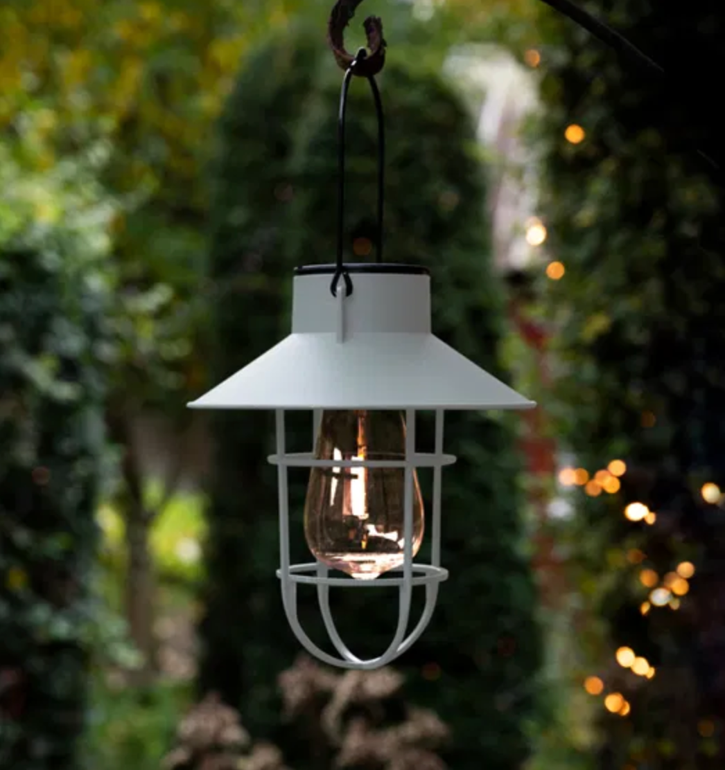 Solcellelampe med oppheng - Hvit