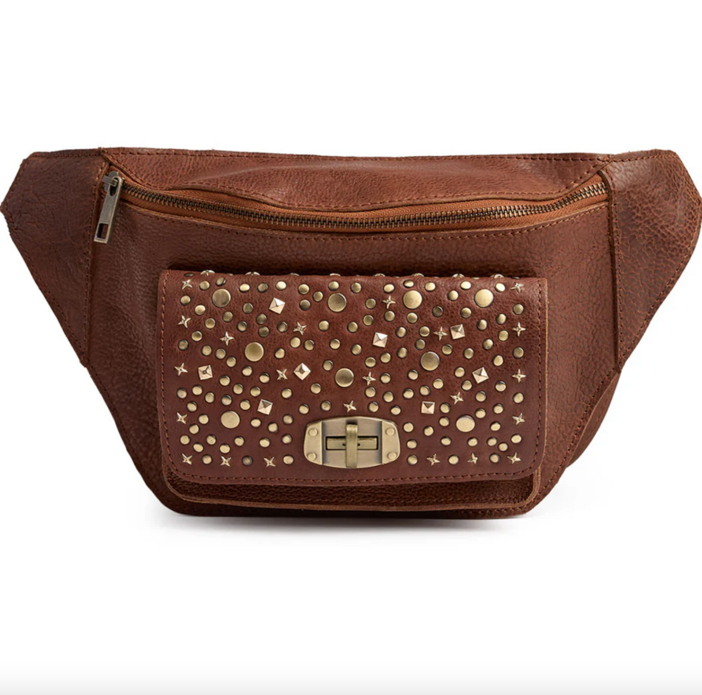 Bumbag med nitter - Cognac