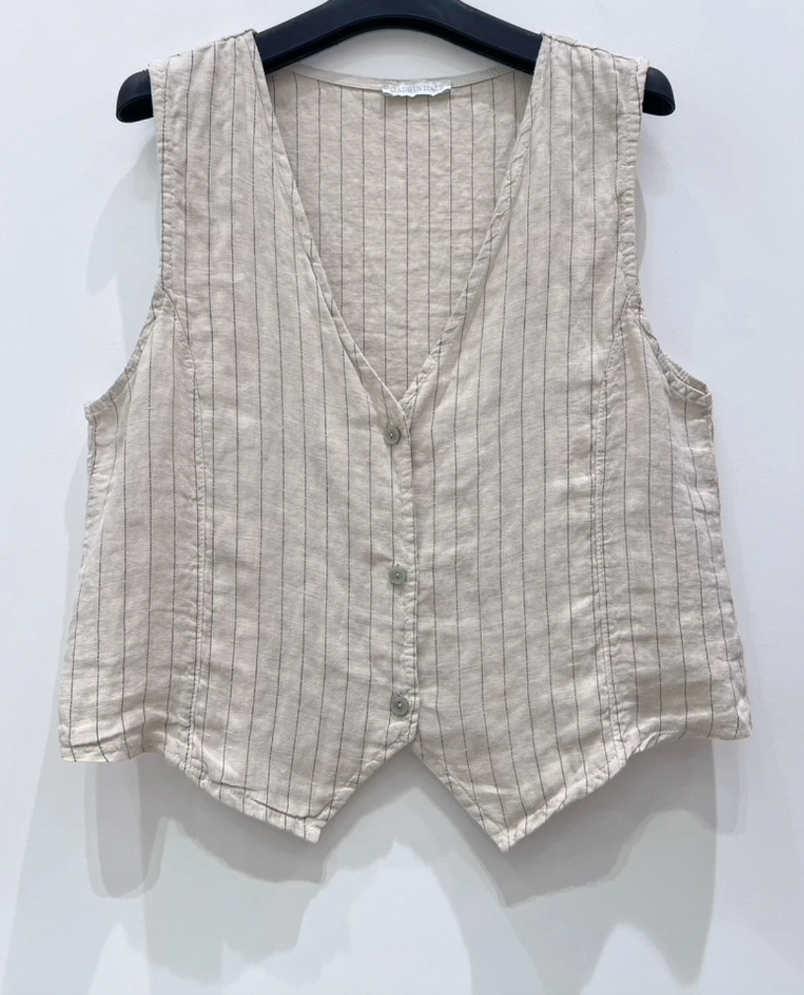 Vest beige stripet - Lin
